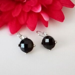 Sparkly Black Faceted Drop earrings $18